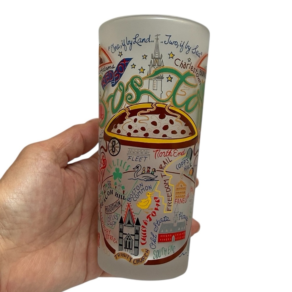 Boston Themed Frosted Glass